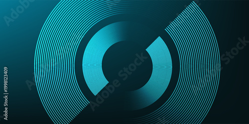 Abstract futuristic background. Glowing blue circle lines. Swirl circular lines design element. Round movement. Modern shiny blue geometric pattern. Technology concept. Vector illustration