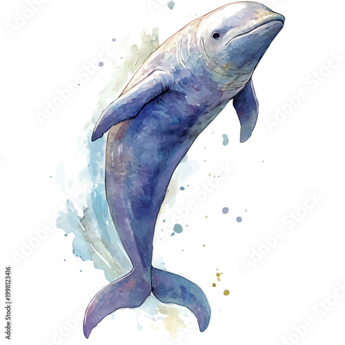Fotografía Dugong watercolor painterly illustration, semi-realistic fantasy design, magical