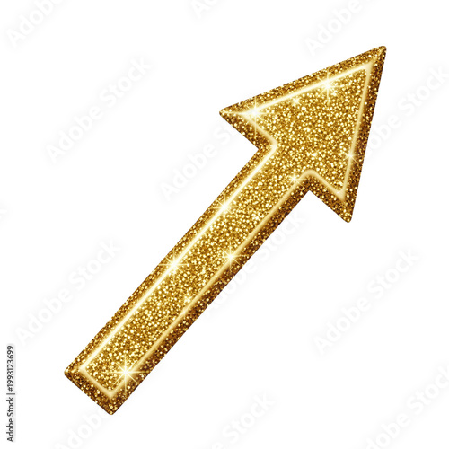 Golden glitter arrow pointing upwards