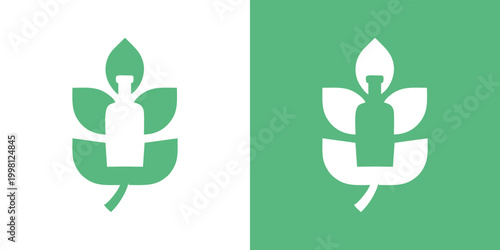 Eco friendly leaf  and bottle logo designs for sustainable brands