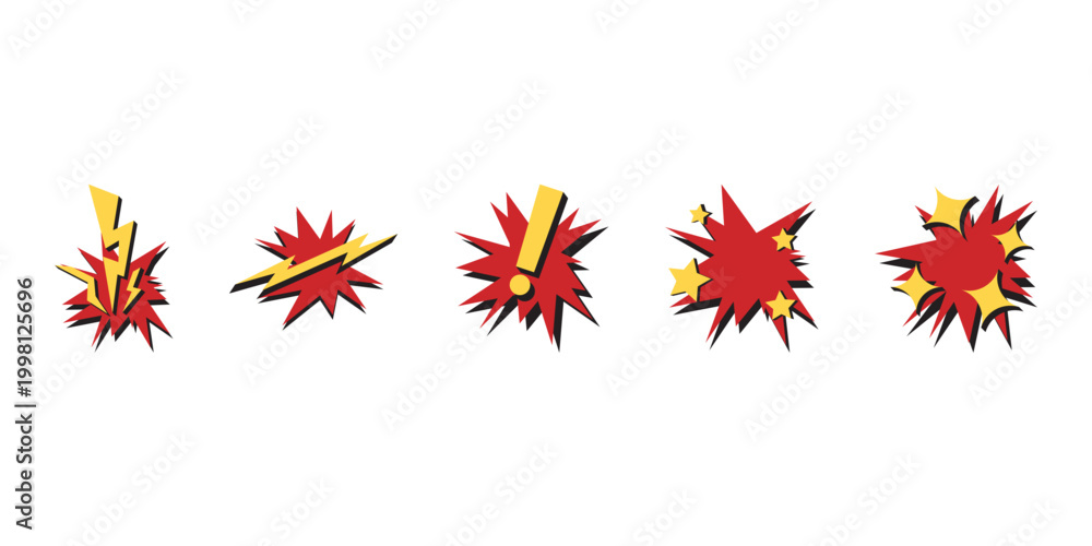 Obraz premium Comic Style Explosion Bursts and Action Speech Bubble Vector Set