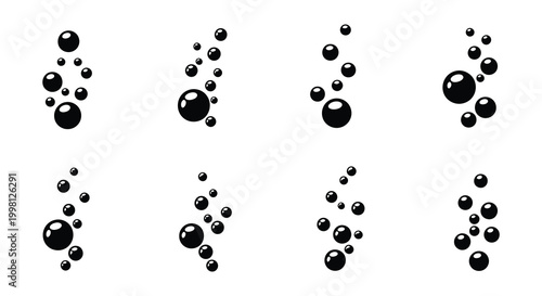 Cuadro en lienzo Bubbles pattern black circles on white background vector illustration