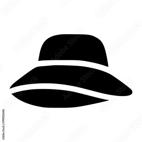 Tableau sur toile A wide brimmed sun hat silhouette, typically worn for sun protection during summer holidays or beach trips