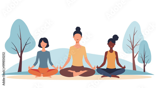 A serene and abstract landscape illustration evokes feelings of peace and simplicity. Perfect for backgrounds, website design, or branding seeking a c