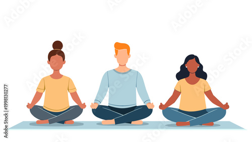 A calming scene depicting a person in a meditative pose, ideal for illustrating wellness, mindfulness, or yoga-related content. Evokes feelings of pea