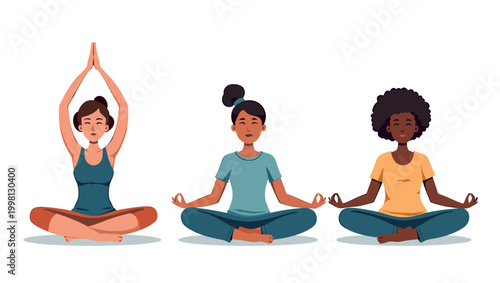 A calming illustration of a woman in a meditative yoga pose. Perfect for wellness content, health apps, or advertising relaxation and mindfulness prac