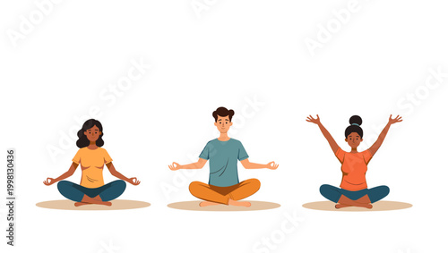 A serene illustration of a woman in a meditative yoga pose, ideal for wellness content, mindfulness apps, or promoting a calm and balanced lifestyle. 
