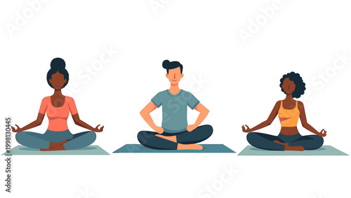 A serene illustration of a woman in a yoga pose, conveying peace and mindfulness. Ideal for wellness content, health articles, or promoting a balanced