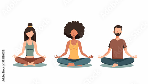 Photos A minimalist illustration depicting a woman in a meditative yoga pose