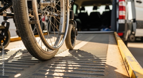 Wheelchair ramp for accessible transportation.
