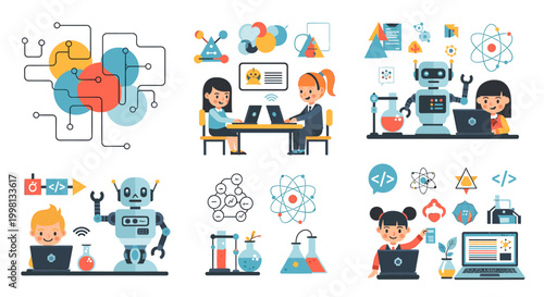 A cheerful young boy intensely focused on coding, representing innovation, education, and the future of technology, perfect for educational content.