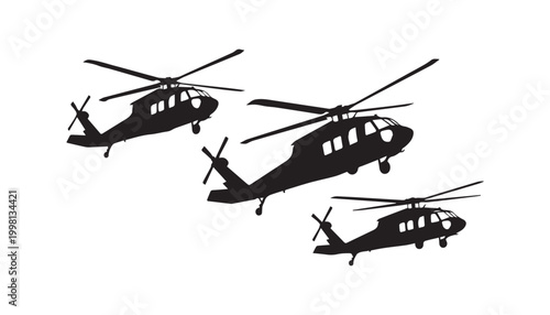 black and white silhouette set of helicopter very high quality vector illustration.