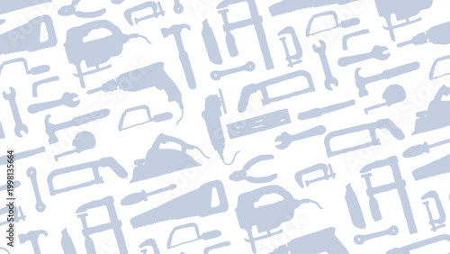 Silhouette carpentry hand tools pattern background