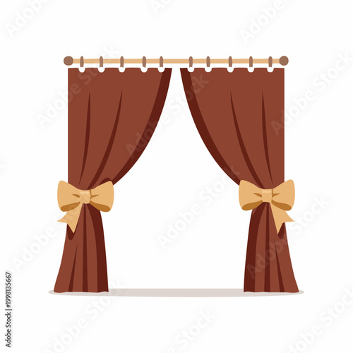 Brown Curtains with Golden Bows