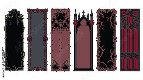 Fotografija Gothic banners with spikes and skull details for halloween ornaments