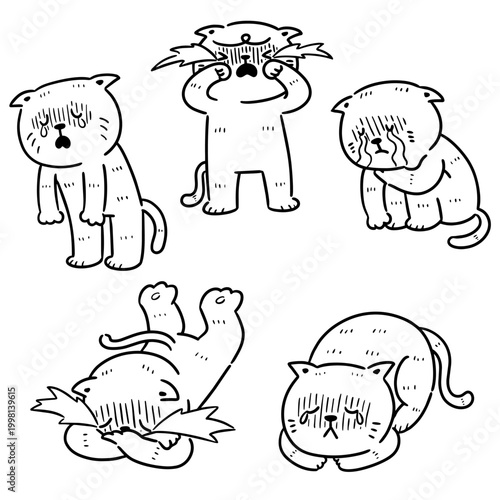 vector set of cat feeling sad