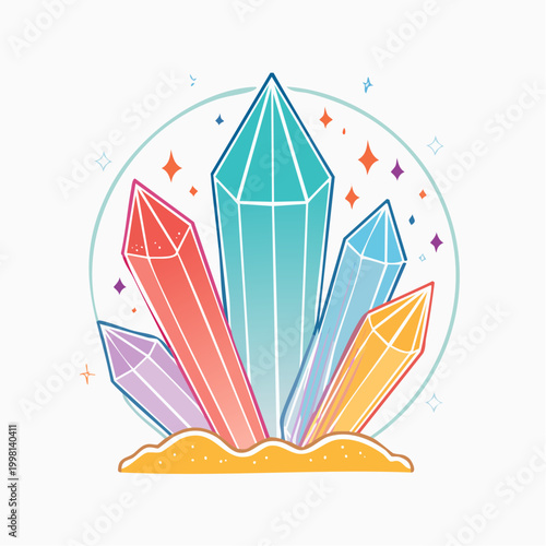Colorful Crystal Cluster Illustration