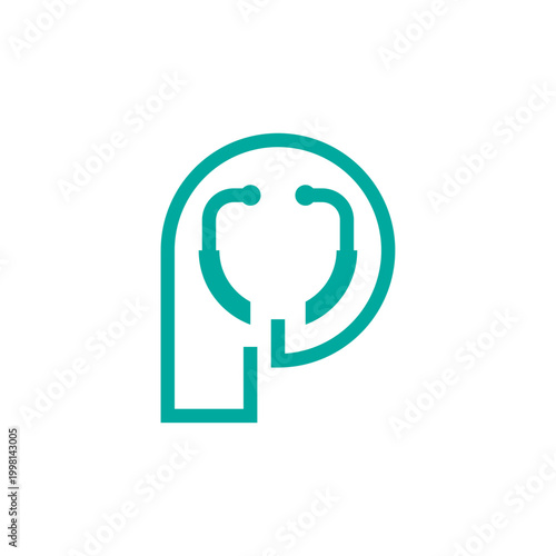 Letter P simple stethoscope logo