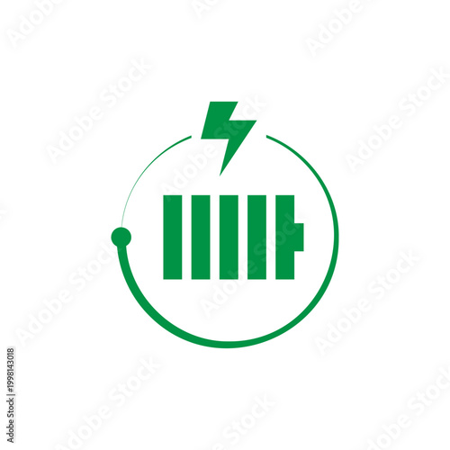 Modern simple battery charging logo