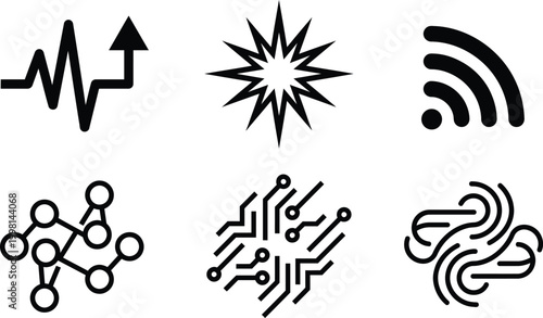 Ai powered technology icons data science neural networks and wireless communication for artificial intelligence systems