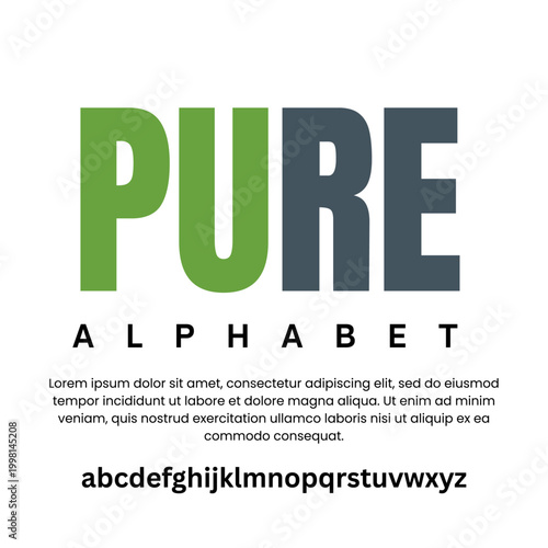 Modern minimalist pure organic typography logo with alphabet showcase
