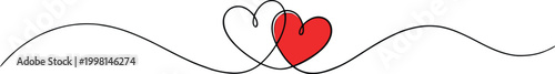 Continuous line heart love symbol minimal romantic doodle outline vector with editable stroke