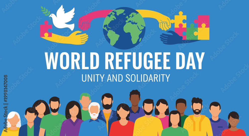 Naklejka premium World Refugee Day unity solidarity concept.