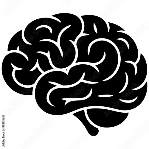 Human brain silhouette black and white transparent background 1