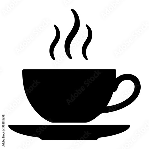 Steaming cup of coffee on a saucer