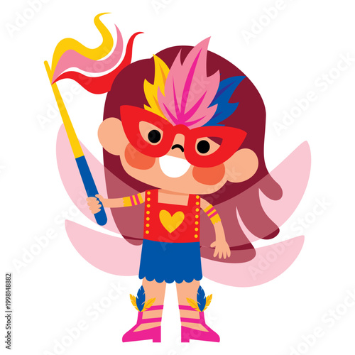 Cartoon Child Celebrating Rio Carnival