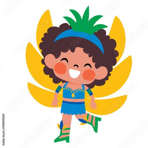 Cartoon Child Celebrating Rio Carnival