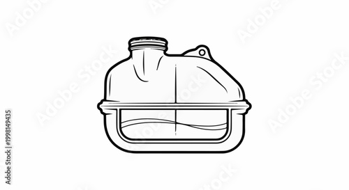 Line art of a plastic reservoir with a threaded cap and liquid inside