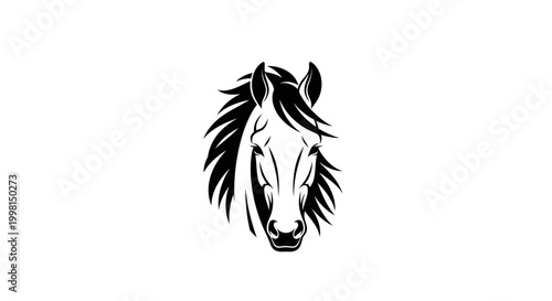 Schilderij op canvas Majestic horse head illustration in black and white.