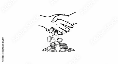 Handshake exchanging coins