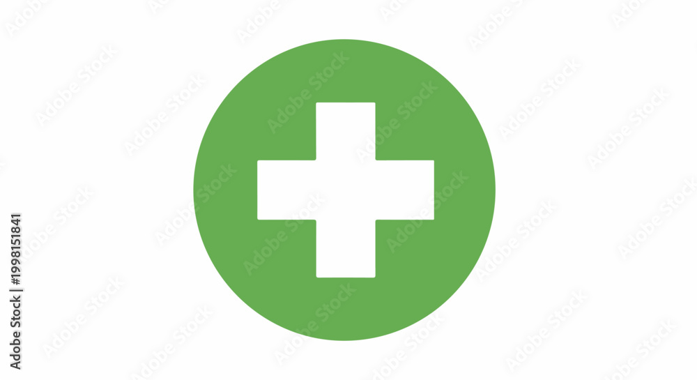 Fototapeta premium Green circle with white cross