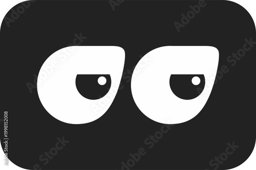 Minimalist flat icon of cartoon eyes on dark background
