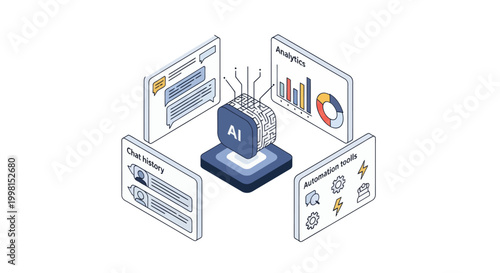 AI-powered data analysis and management system with multiple interactive screens.