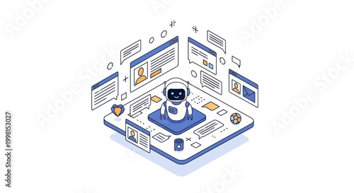 Futuristic AI Robot Assistant Interface Technology Concept.