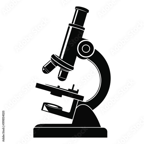 Scientific microscope illustration, laboratory equipment, research instrument, magnify object, optical device, science technology, detailed diagram, educational tool, biological research