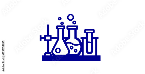 Laboratory glassware outline icons set. chemistry research science flasks test tubes beakers bubbles experiment lab equipment medical analysis education innovation design