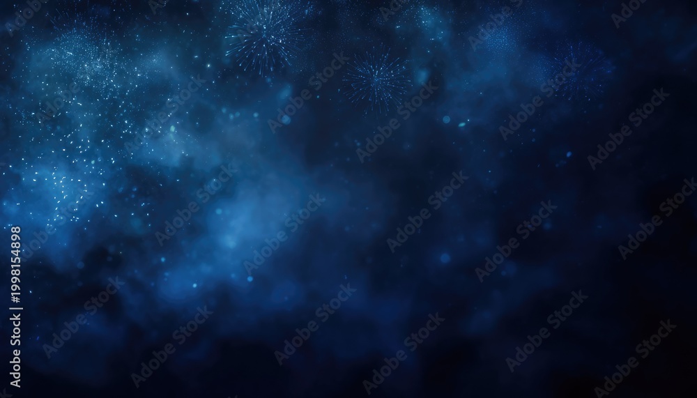 Fototapeta premium Blue Fireworks Smoke Abstract Background 4th of July Patriotic Celebration Night Sky Design