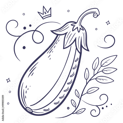 fairytale eggplant with leaves