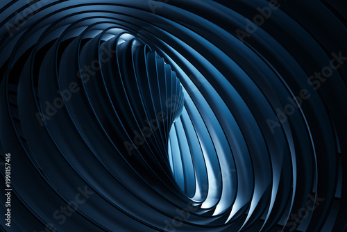 Abstract Blue Spiral Wave with Smooth Curves Futuristic 3D Background