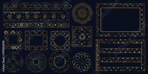 gold frames and borders decorative ornamental elements collection
