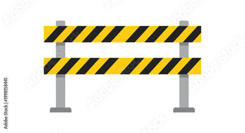 Construction Barrier with Black and Yellow Stripes Warning of Danger