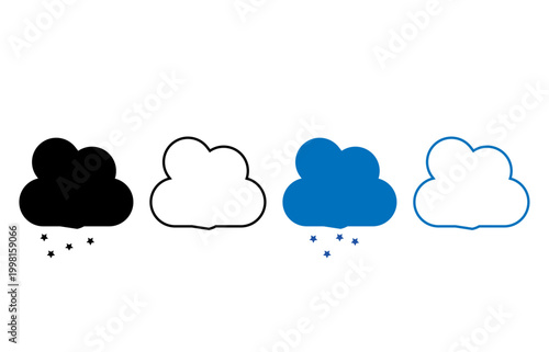 Weather cloud collection, vector glyph shape set, meteorology, sky atmosphere, climate, nature, computing, and environment