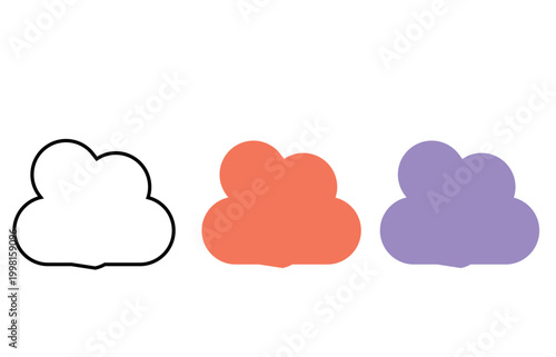 Weather cloud collection, vector glyph shape set, meteorology, sky atmosphere, climate, nature, computing, and environment