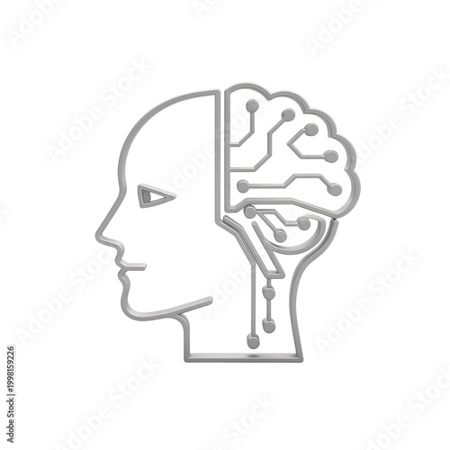 Human Brain with Circuitry Illustration for Technology and Neuroscience.