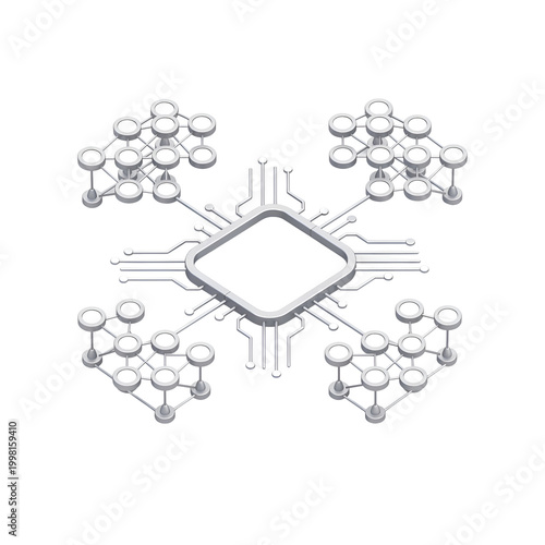 Advanced Microchip with Circuit Connections for Technology Applications.