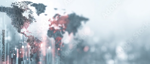 Abstract world map with blurred effect and data visualization background